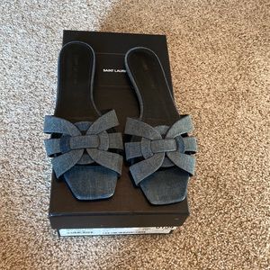 Saint Laurent denim Tribute sandal 38.5